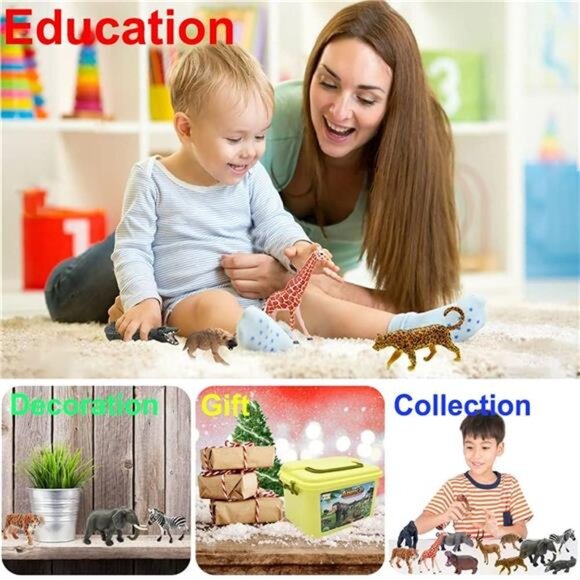 65PCS Safari Animals Figures Toys, Realistic Plastic Jungle Zoo Wild Animals - Picture 7 of 8